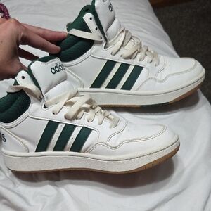 Adidas White and Dark Green High-Tops